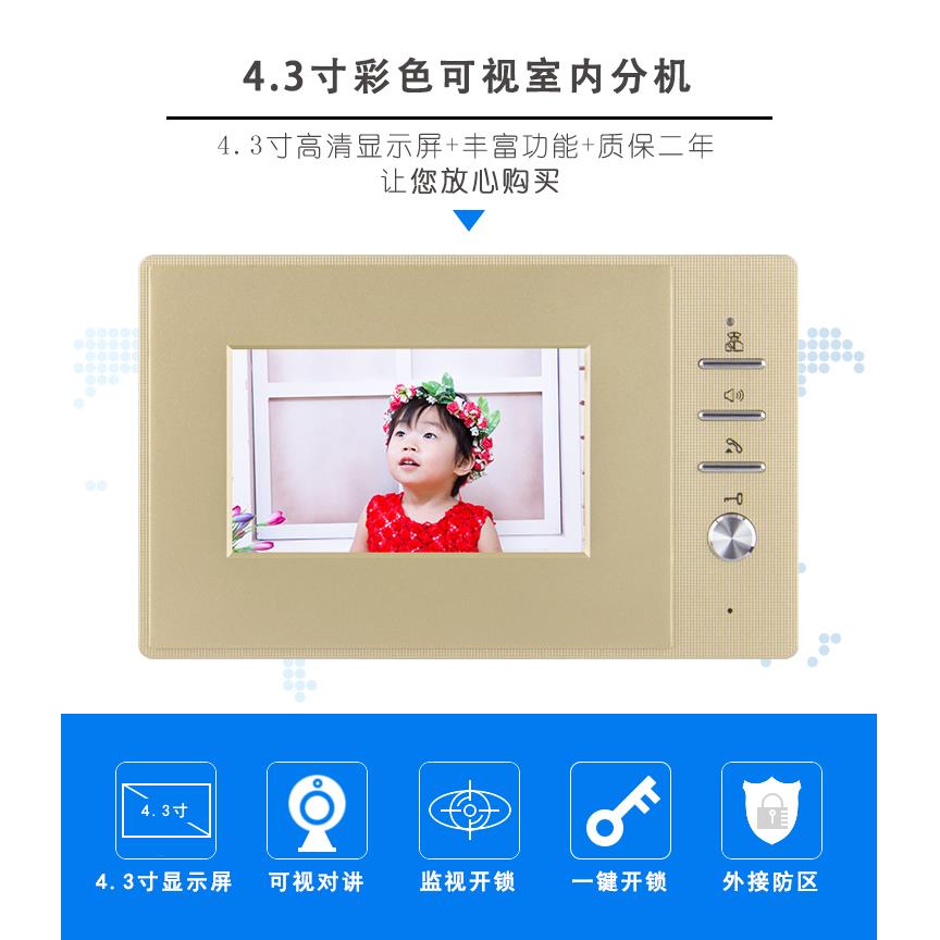 Yizhuo 亿卓楼宇对讲彩色可视室内分机 网线制门铃门禁对讲分机N5