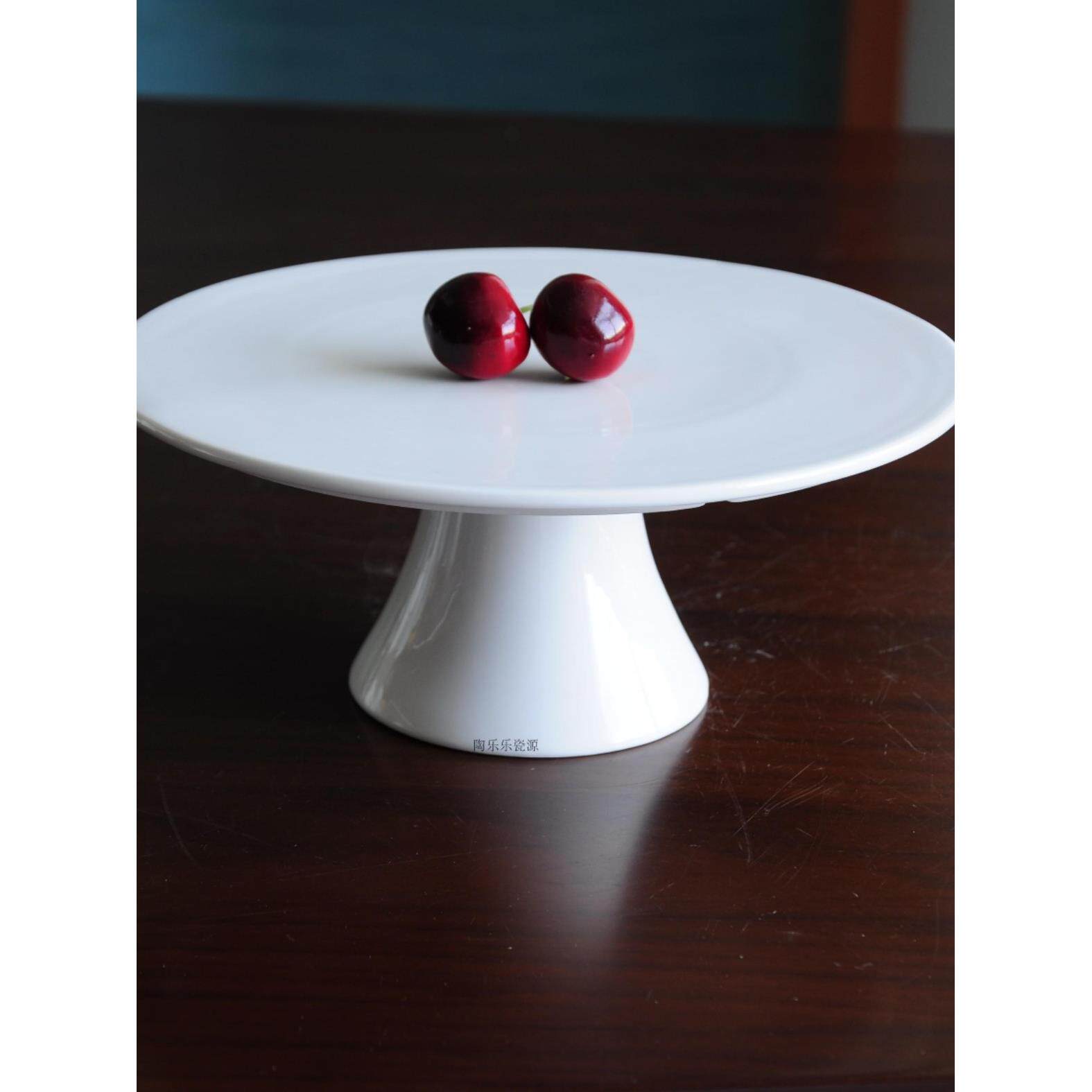 纯平陶瓷高脚盘婚庆宴会蛋糕摆盘展示盘14寸cake stand蛋糕托盘