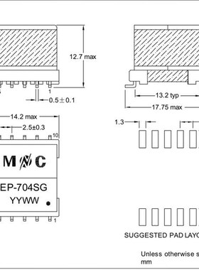 EP13贴片1:1反激式电源变压器13W 36-57V转5V 1.25A 200KHZ 40UH