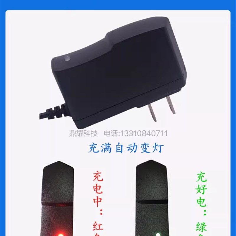 9V1A 锂电池充电器充满变灯拉杆音响电子称扩音器充电线英规欧规