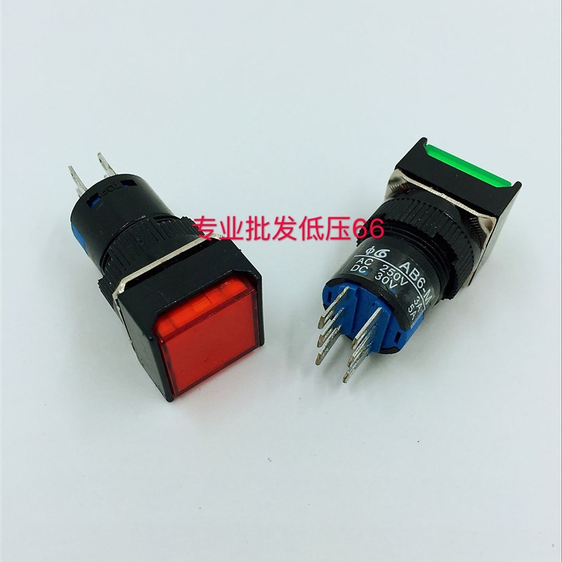 LA16F-22 (LA16F-22S) 自复按钮开关 不带灯不带锁 6脚 正方形