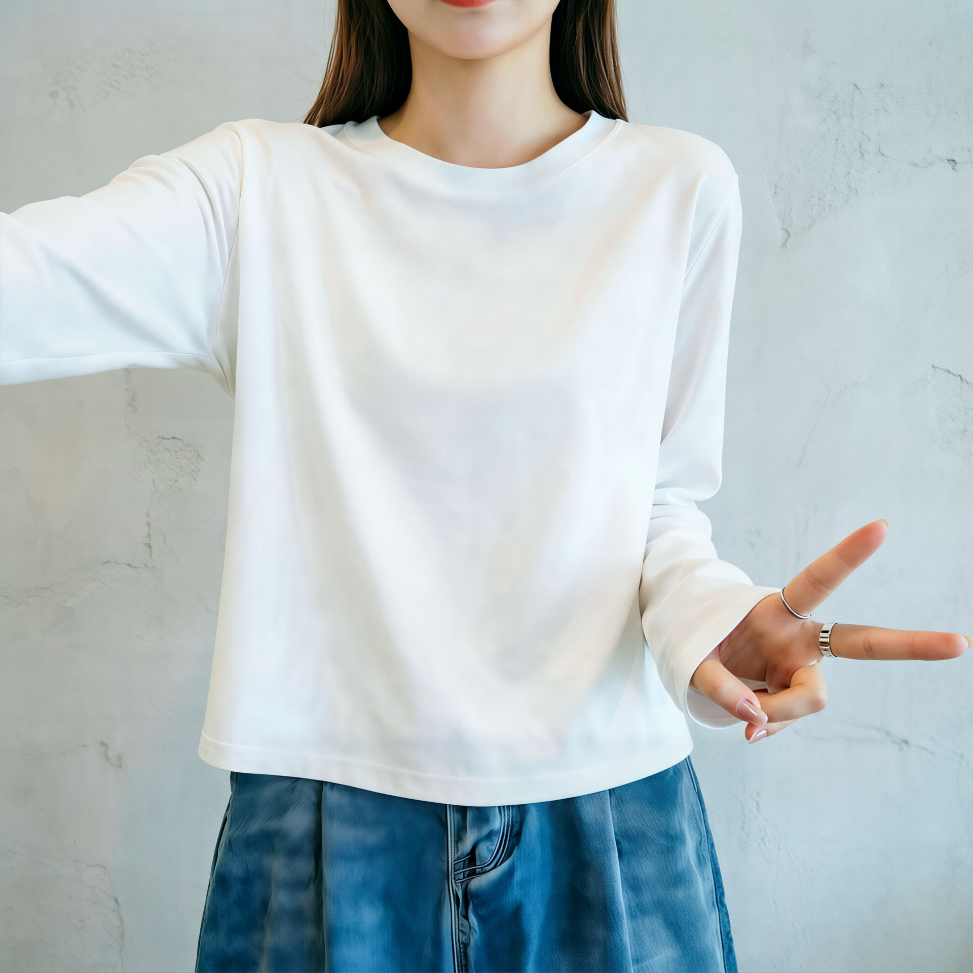 重磅纯棉宽松基础内搭打底衫2026年白色t 恤女长袖小个子正肩上衣