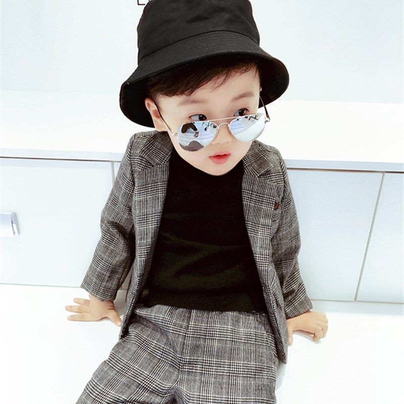 儿童西装套装男童秋冬英伦西服三件套洋气花童礼服儿童走秀演出服