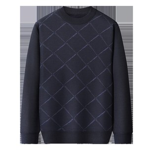 爸爸毛衣加绒加厚中老年男款秋冬季老人保暖针织衫爷爷圆领内搭衣