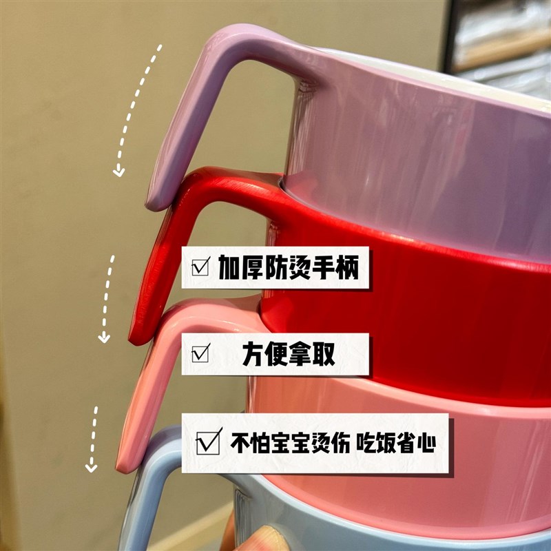 幼儿园宝宝儿童碗防摔防烫单耳手柄吃饭碗勺子两件套婴幼儿餐具