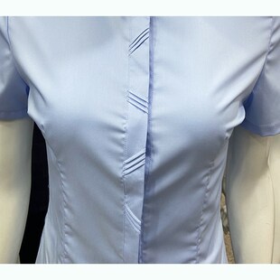 白衬衫女士短袖职业正装夏季薄款蓝色气质工作服长袖ol衬衣竹纤维