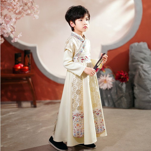 2025春秋新款汉服服男女童高端儿童国学中国风古装唐装书童演出服