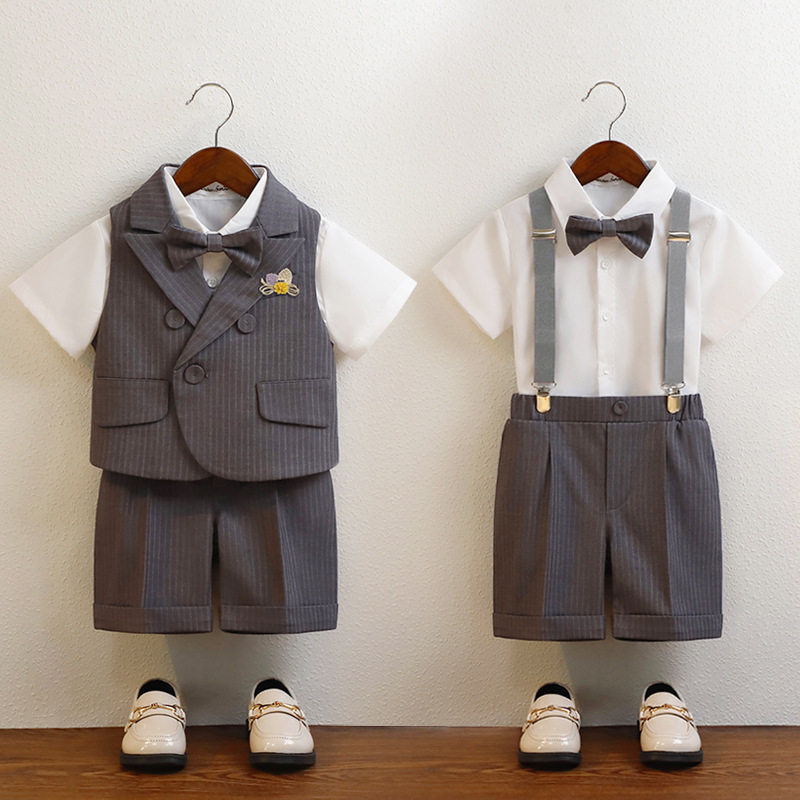 男童夏季礼服套装英伦风儿童西装马甲小童幼儿园夏季花童毕业服装