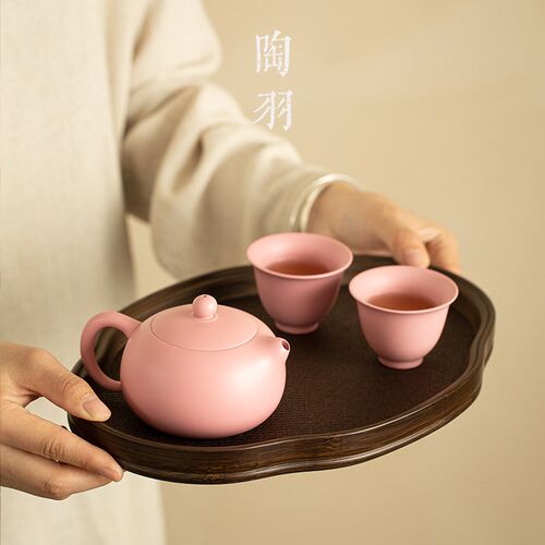 粉色紫砂西施壶一壶两杯功夫茶具家用陶瓷泡茶壶茶杯干泡盘小套装