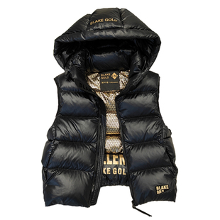 新儿童黑色金羽绒服马甲中大童可脱卸帽外穿马夹男童女童亲子装厚