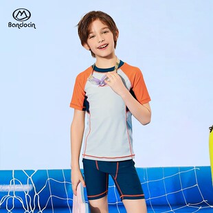 半度闲男童泳衣夏季2025新款儿童短袖短裤两件套夏装男孩分体泳装