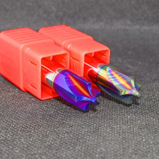 钨钢内R倒角铣刀七彩铝用60度反r合金直柄外圆加工65蓝色涂层4刃