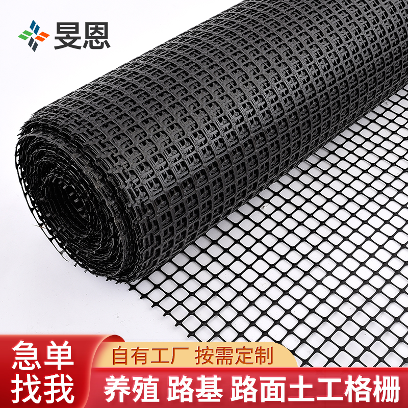 土工格栅单双向玻纤路基护坡钢塑路面防裂网养鸡围栏塑料网养殖网