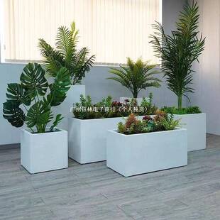 组合花盆水泥花盆白色室外花盆正方形种植箱种菜花箱花盆大号户外