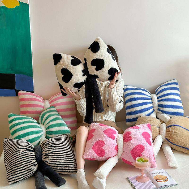 2024新款兔兔绒蝴蝶结抱枕少女心可爱条纹爱心靠垫办公室沙发腰靠,纺织面料/辅料/配套,纺织机械配件,淘宝优惠券,粉丝福利购,淘宝优惠卷