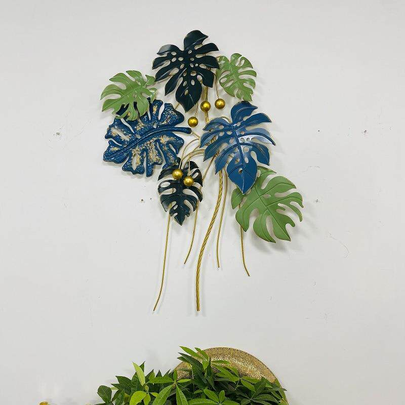 墙上壁挂墙饰客厅装饰墙面挂饰仿真植物花朵卧室铁艺金属轻奢挂件