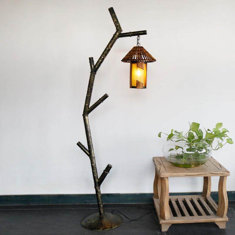 美式乡村客厅落地灯创意卧室书房客栈中式复古餐厅立式落地灯