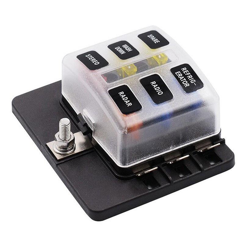 单正极6路保险丝盒适用中号插片1进6出带灯保险盒PC接线端子款