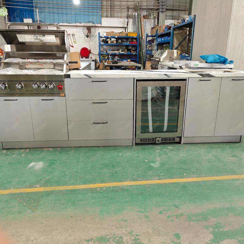 高端户外操作台庭院储物露天阳台排队烧烤炉柜不锈钢橱柜厨柜