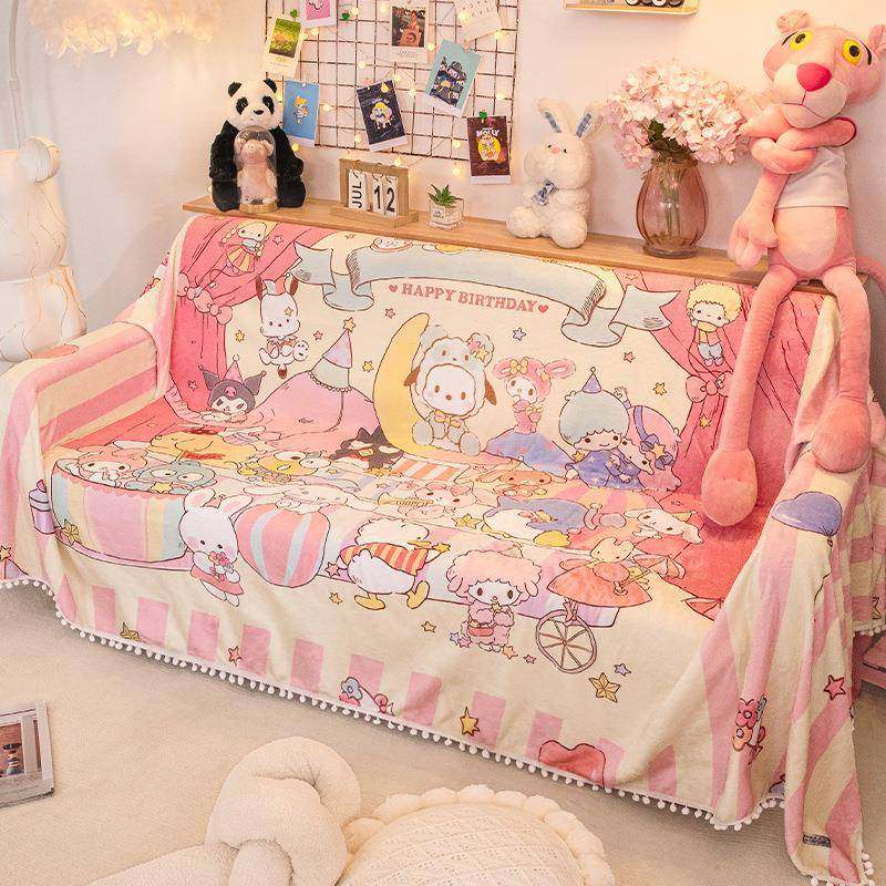 沙发毯披肩盖巾秋冬加厚沙发罩全盖巾卡通毛绒坐垫少女心可爱粉色,基础建材,脚轮/万向轮,淘宝优惠券,粉丝福利购,淘宝优惠卷