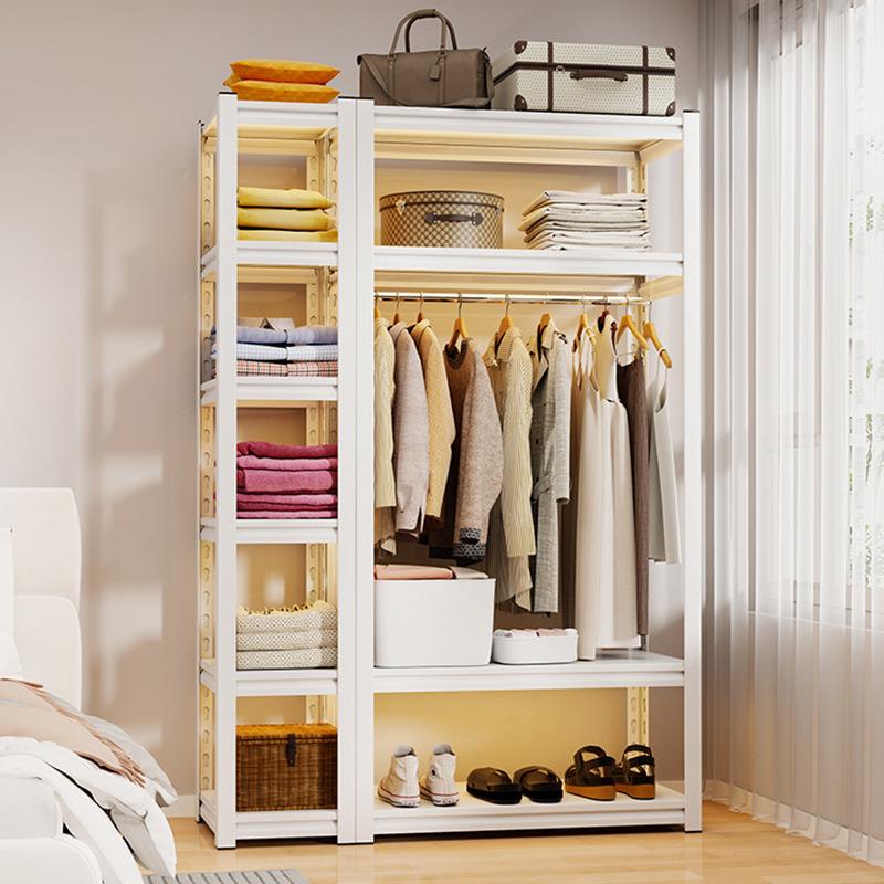 衣柜简易出租房用卧室家用组装置物架落地角钢挂衣架铁艺多层货架