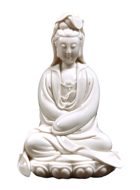 戴玉堂 陶瓷随身小尺寸小佛像观音菩萨德化白瓷雕塑摆件 自在观音