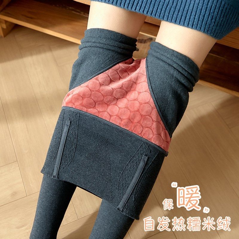 高腰收腹打底裤外穿胖mm大码女装显瘦踩脚棉连裤袜加绒加厚秋冬款