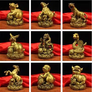 纯铜十二生肖摆件鼠牛虎兔龙蛇马羊猴鸡狗猪家居招财镇宅中式书房