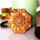 家具装 荷花莲花木雕花 饰品木贴花壁挂摆件 榆木浮雕木板画 新中式