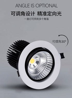 嵌入式led射灯cob天花灯防眩筒灯20W30W40W50W开孔12.5 14 16公分