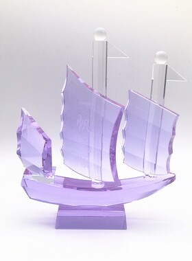 水晶船好运摆件生日礼物送礼开业庆商务会议定制纪念家居创意装饰