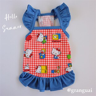 宠物吊带背心diy材料包 狗狗吊带背心裙纸样 泰迪比熊夏牛仔吊带