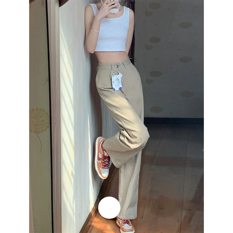 卡其色直筒牛仔裤女夏季薄款胖妹妹mm高腰显瘦阔腿裤梨形身材裤子,女装/女士精品,大码裤装,淘宝优惠券,粉丝福利购,淘宝优惠卷