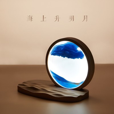 马鹿望月怀远流沙画摆件解压办公室桌面客厅家居台灯创意高档礼物