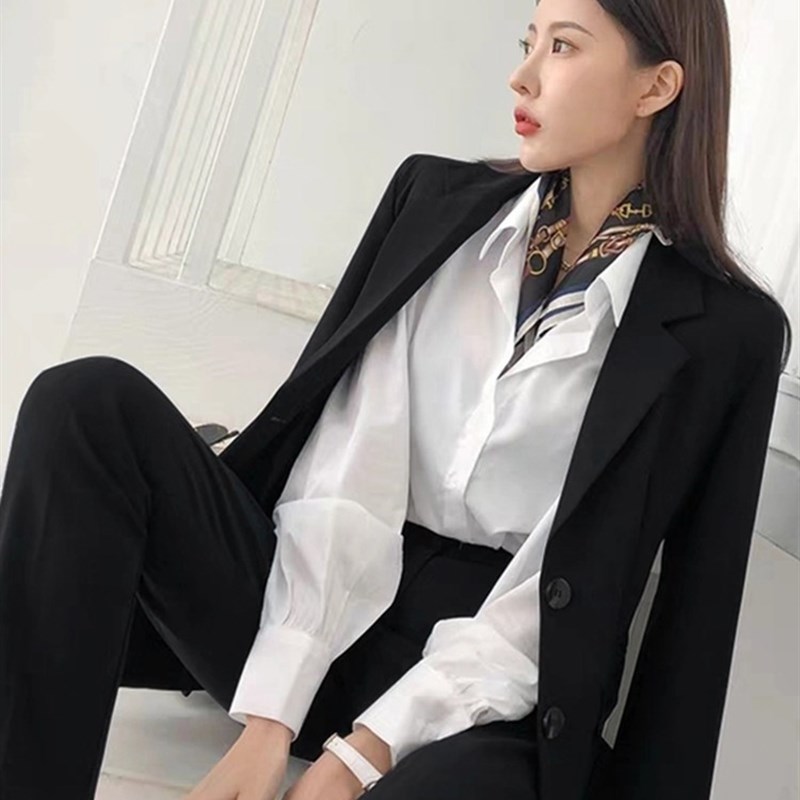 春夏上新2023职业西装正装套装女大学生面试黑色西服免烫工作服潮