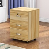 木质办公室柜带锁移动抽屉储物边柜床头矮柜小斗柜子可收纳三抽柜