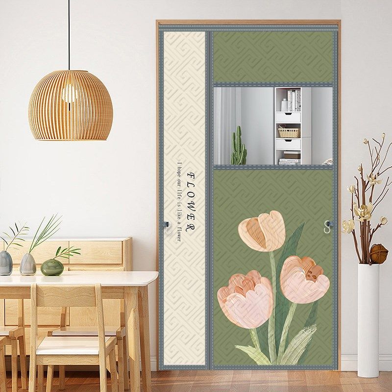 冬季奶油风棉门帘加厚家用空调保暖挡风隔断帘隔音防寒防冷自吸帘