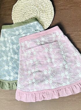 棉布厨房夏天围裙薄款蕾丝防污家用漂亮轻薄半身女士法式田园围裙