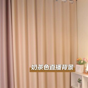 直播背景窗帘布免打孔魔术贴主播背景布粘贴款 网红女主播遮光背景