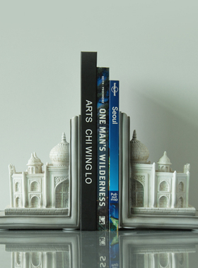 北欧白色创意建筑城堡书挡书靠书立书房摆件样板房家居软装饰品