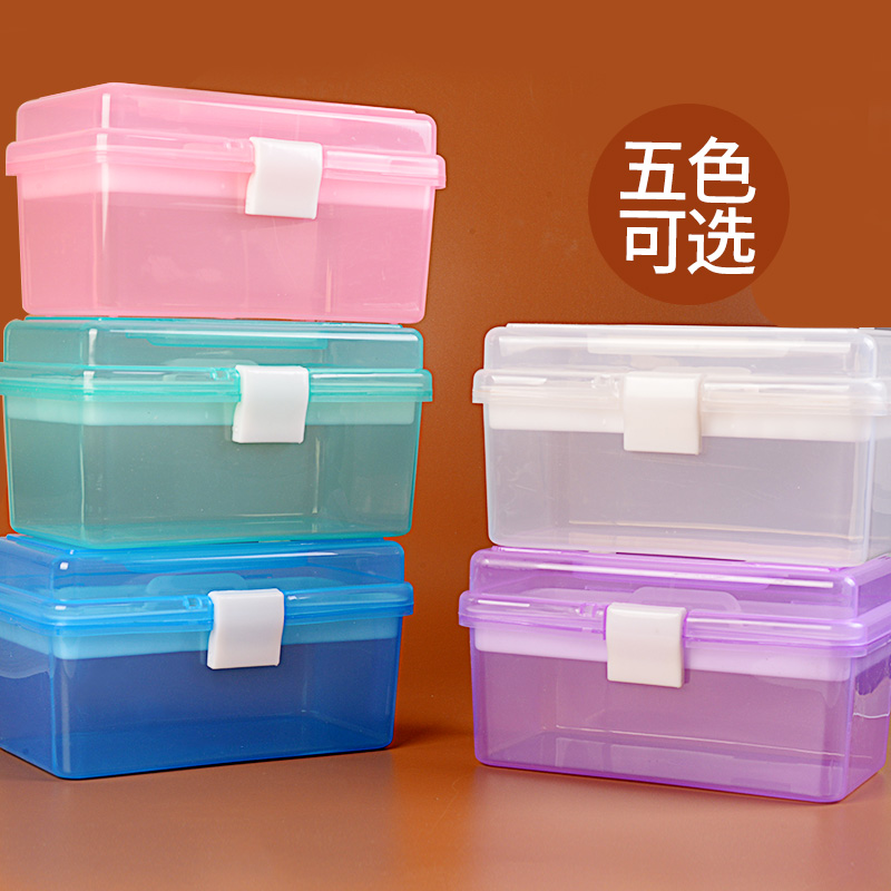 包邮 小号透明双层工具箱 素描铅笔盒 文具盒 美术画箱塑料收纳盒
