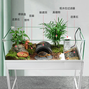 乌龟缸黄缘龟专用缸安缘半水龟饲养箱陆龟生态缸造景植物养殖龟屋