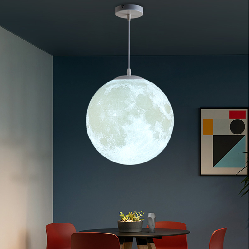 3d打印月球月亮吊灯北欧创意个性简约灯具儿童房餐厅卧室阳台吊灯