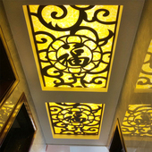 中式 吊顶镂空花格PVC通花板仿古窗格进门玄关走廊顶板天花雕花板