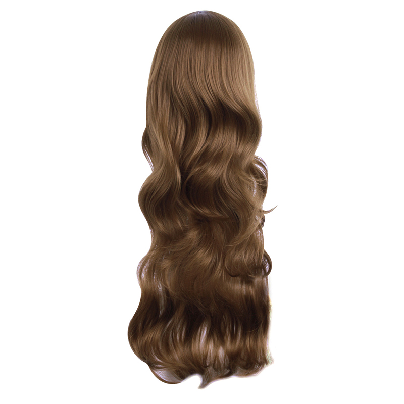 潼漫 假发女长发动漫cos大波浪高温丝长卷发浅棕色齐斜刘海全头套