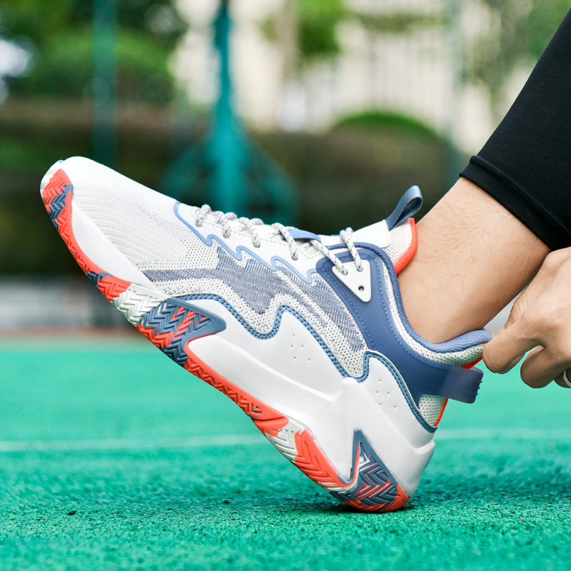 运动男鞋2025新款透气网面球鞋特大码45高帮篮球鞋