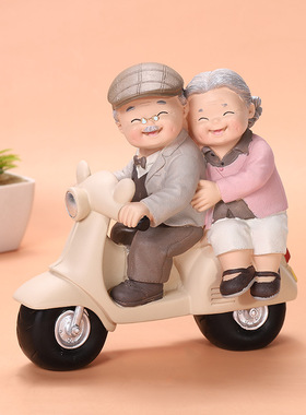 卧室家居老头老太太摆件军恋白头偕老金婚祝寿情人周年纪念日礼物