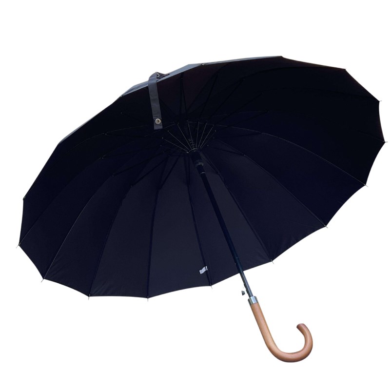 加厚雨伞16骨长柄晴雨伞自动晴雨伞防风防晒防雨高性价直杆伞木柄
