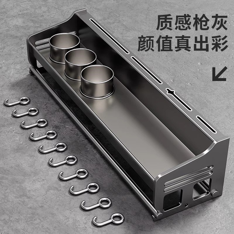厨房多功能置物架不锈钢免打孔壁挂式调味料筷子刀架收纳用品大全