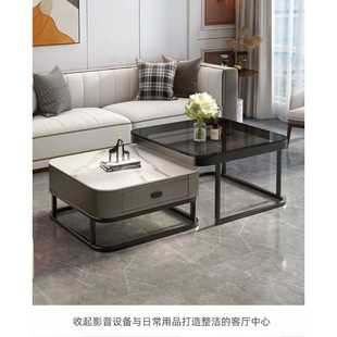 小桌子网红玻璃茶几 方形茶几客厅家用轻奢岩板小户型现代简约新款